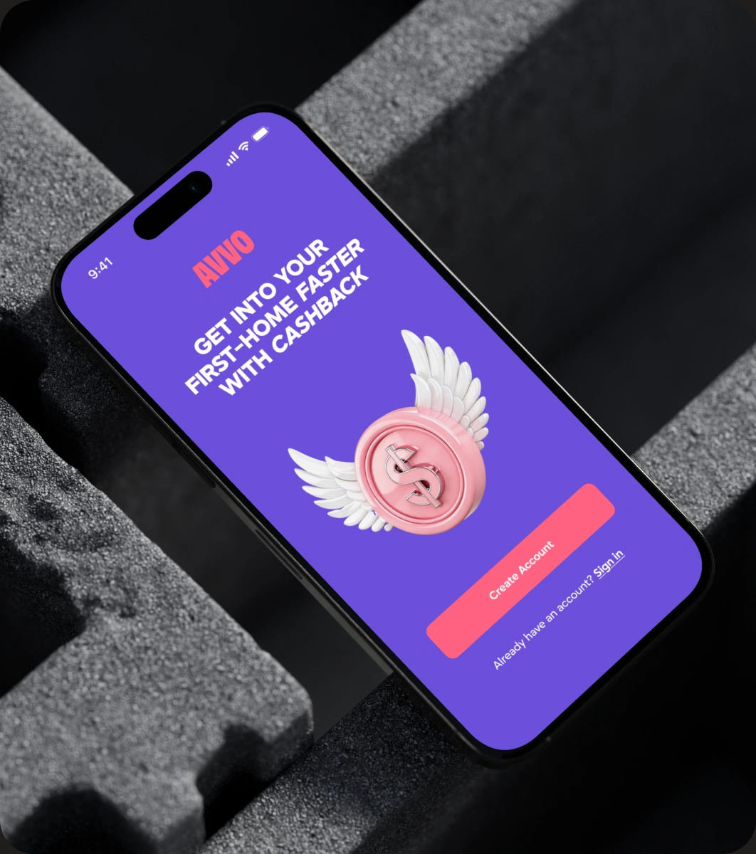 AVVO investing app on a phone placed on concrete steps