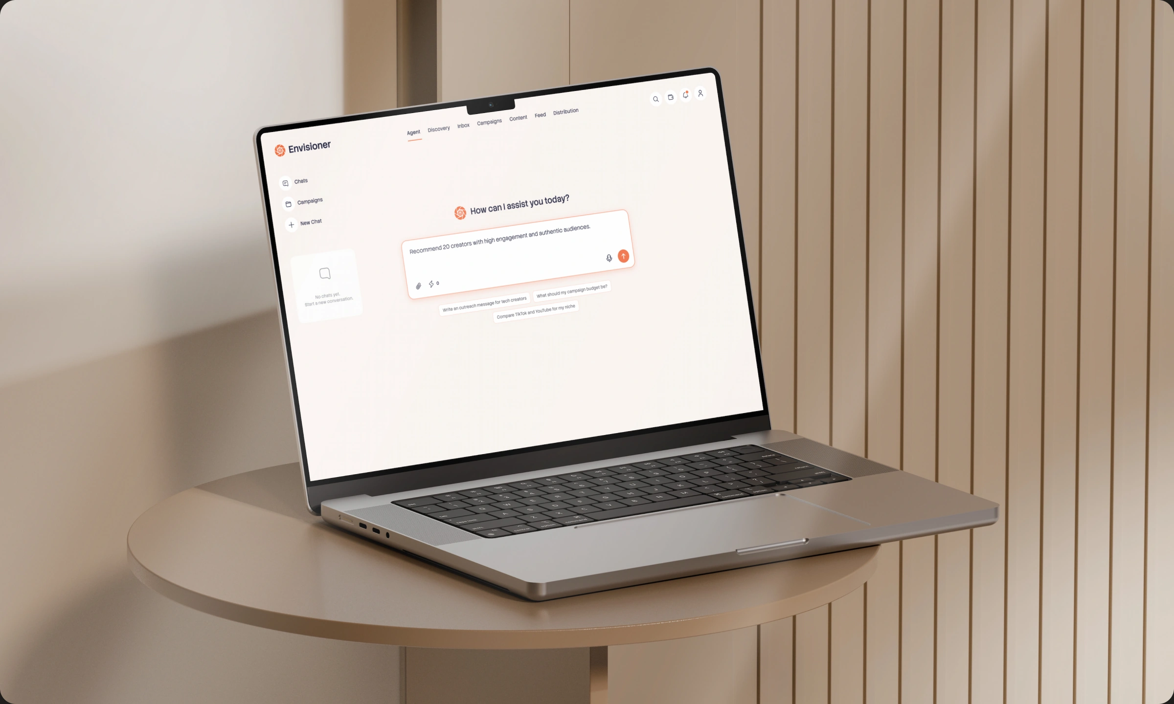 Envisioner on a laptop, showing intelligent campaign tools