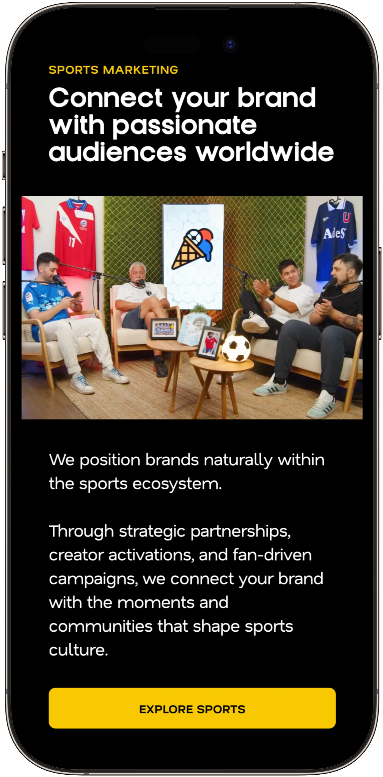 Three mobile layouts from the Miela website, screen 1