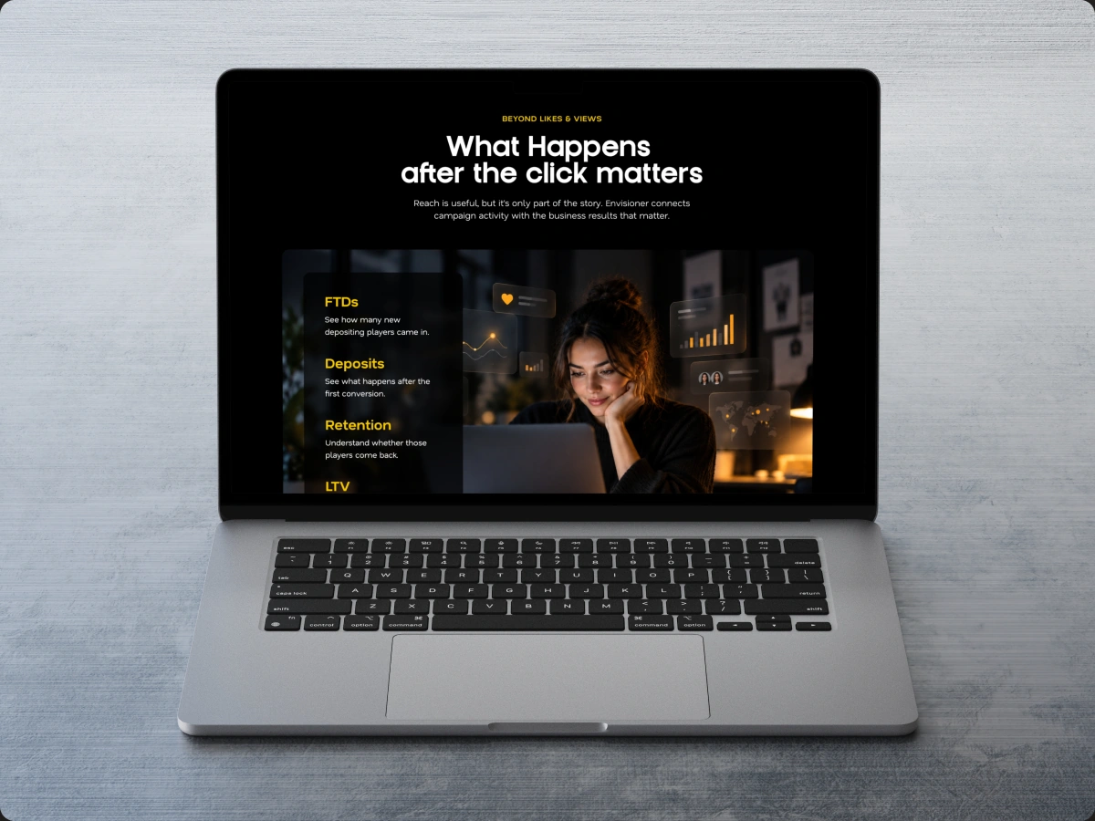 Miela creator marketing website on a laptop on a minimalist surface