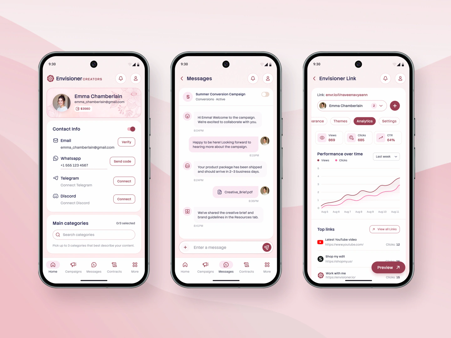 Mobile product interfaces on three Google Pixel phones